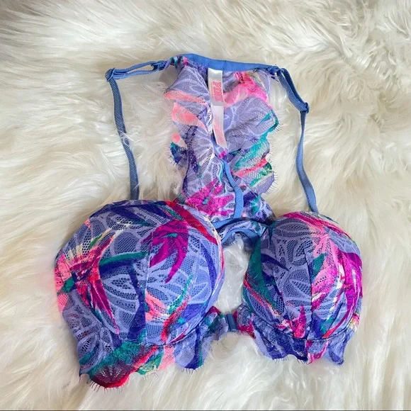 Floral Racer Back Bra - Picture 2 of 4